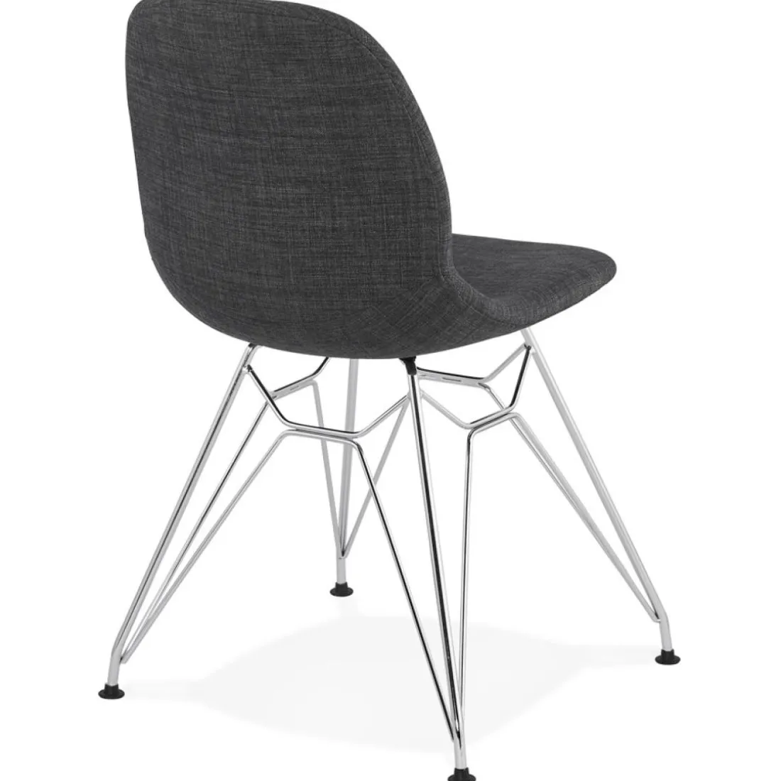 Chaise design 'DECLIK' gris foncé avec pieds en métal chromé