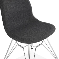Chaise design 'DECLIK' gris foncé avec pieds en métal chromé