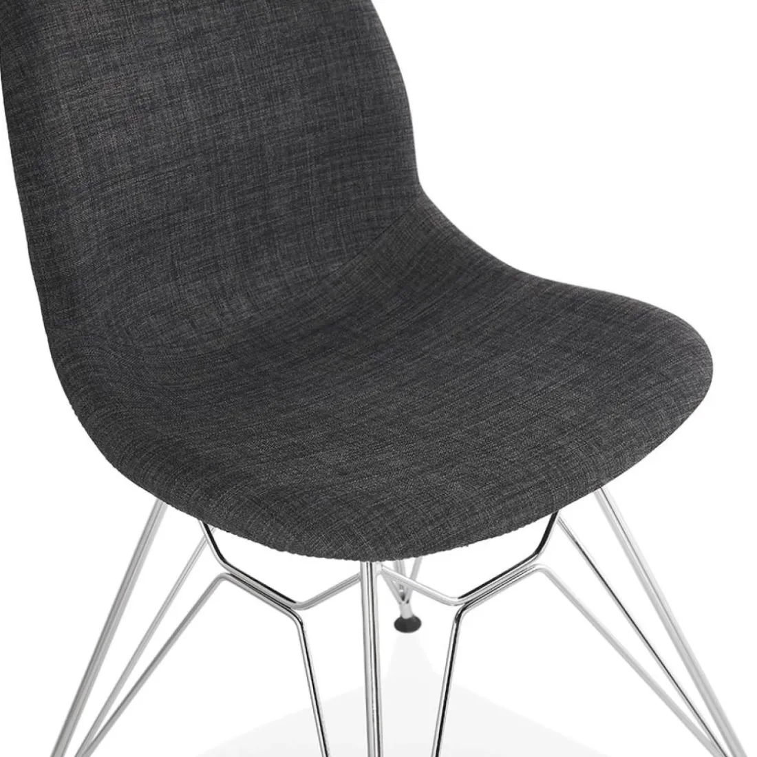 Chaise design 'DECLIK' gris foncé avec pieds en métal chromé