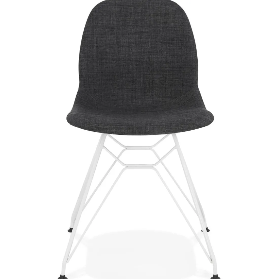 Chaise design 'DECLIK' gris foncé avec pieds en métal blanc