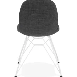 Chaise design 'DECLIK' gris foncé avec pieds en métal blanc