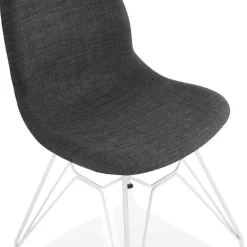 Chaise design 'DECLIK' gris foncé avec pieds en métal blanc