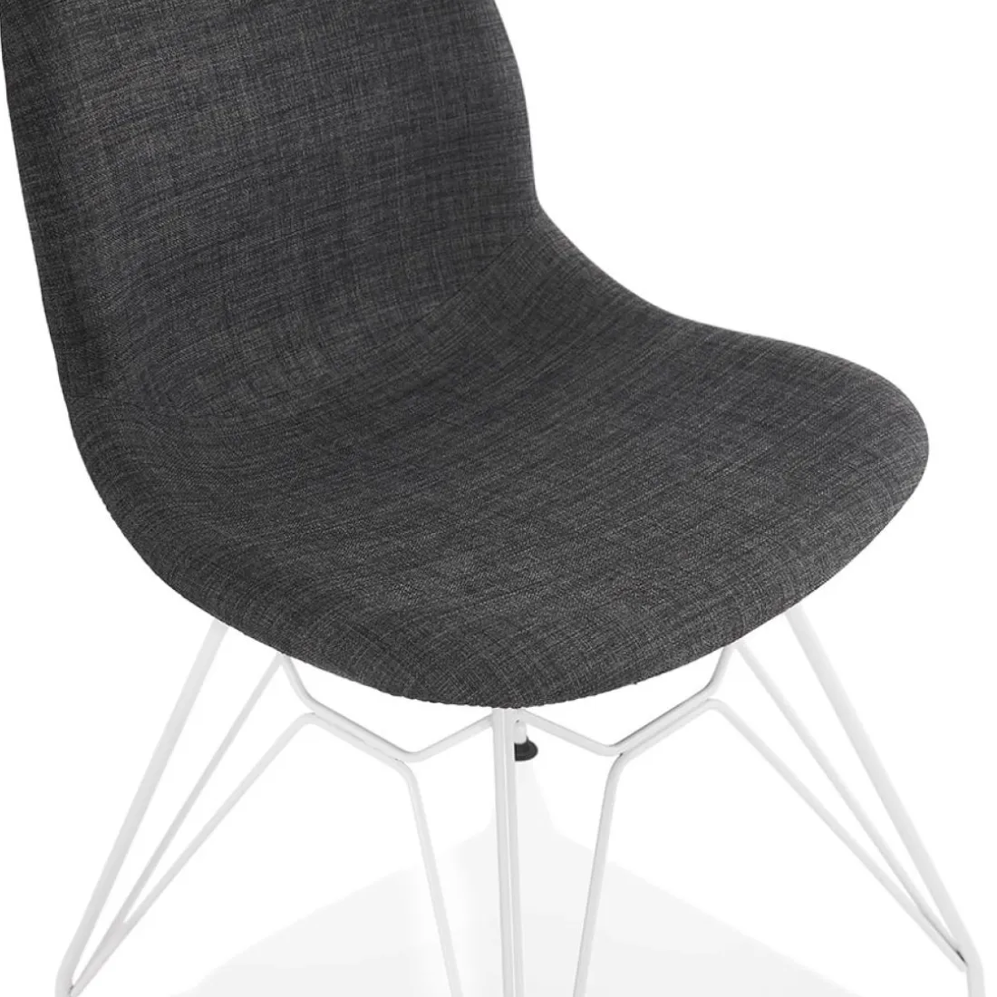 Chaise design 'DECLIK' gris foncé avec pieds en métal blanc