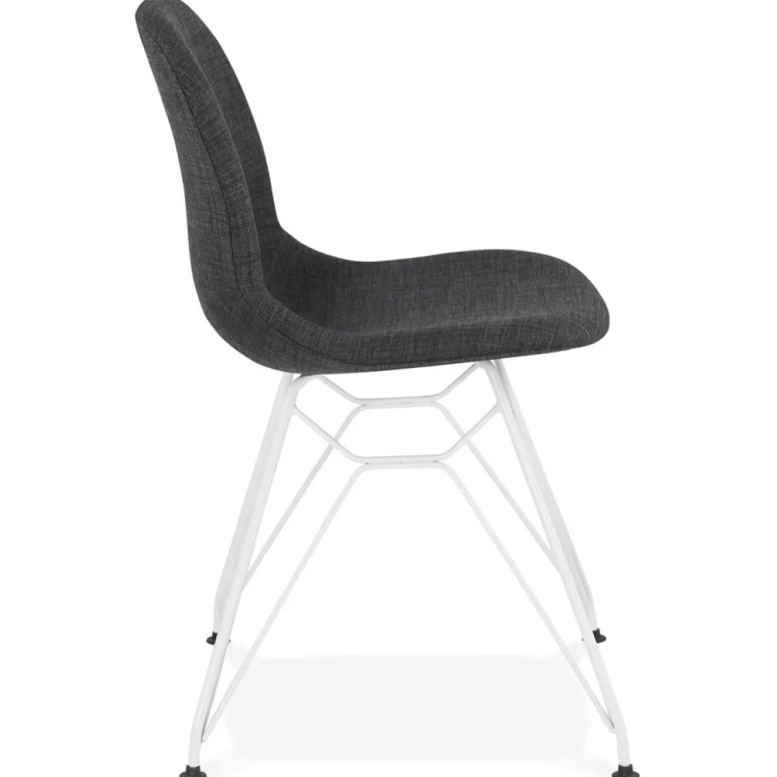 Chaise design 'DECLIK' gris foncé avec pieds en métal blanc