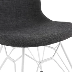 Chaise design 'DECLIK' gris foncé avec pieds en métal blanc