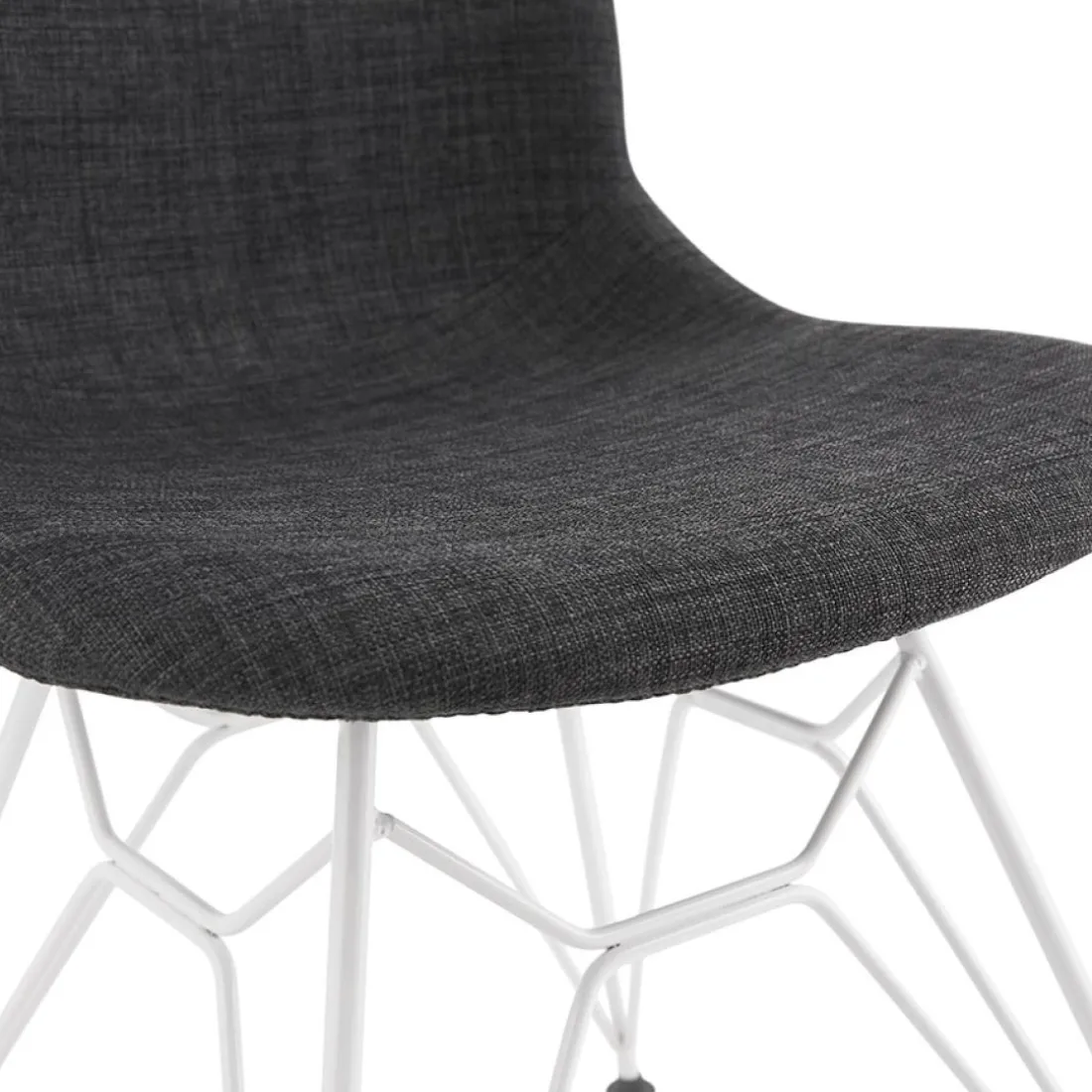 Chaise design 'DECLIK' gris foncé avec pieds en métal blanc