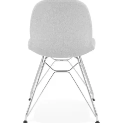 Chaise design 'DECLIK' grise claire avec pieds en métal chromé