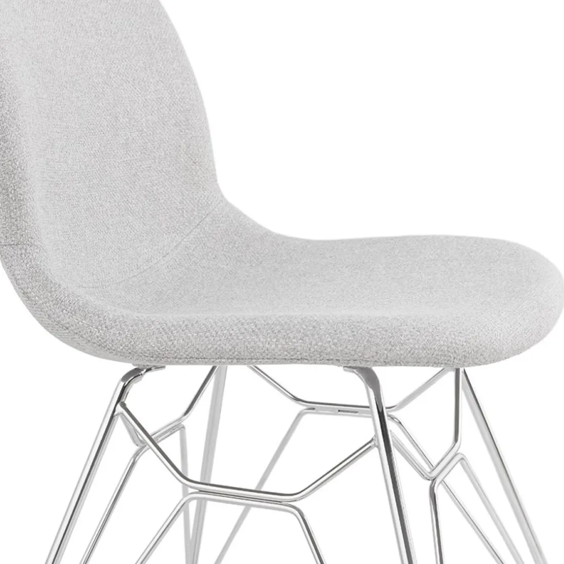 Chaise design 'DECLIK' grise claire avec pieds en métal chromé