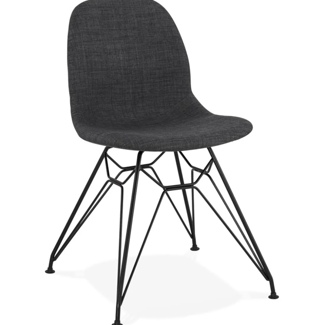 Chaise design 'DECLIK' gris foncé avec pieds en métal noir