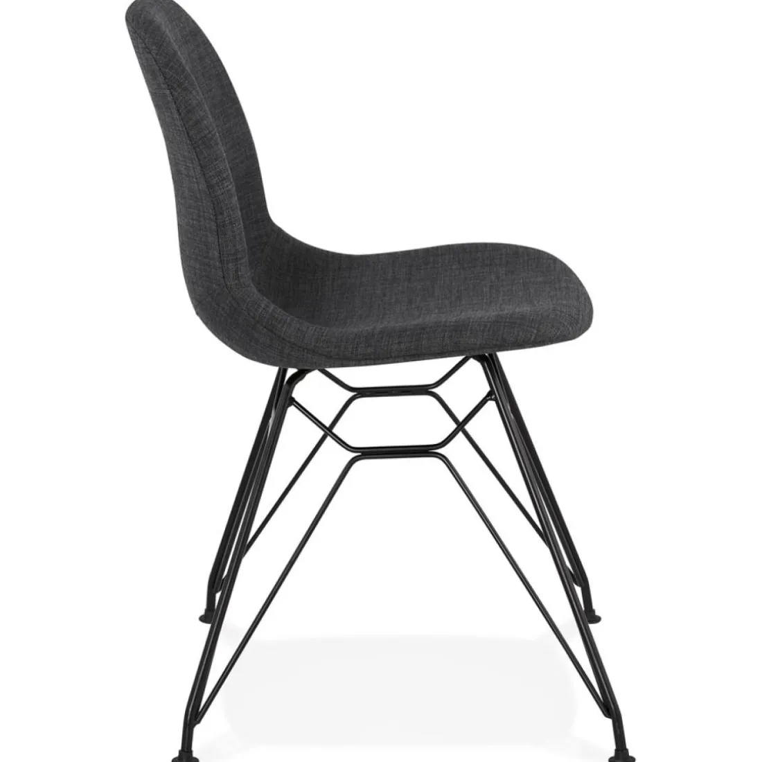 Chaise design 'DECLIK' gris foncé avec pieds en métal noir