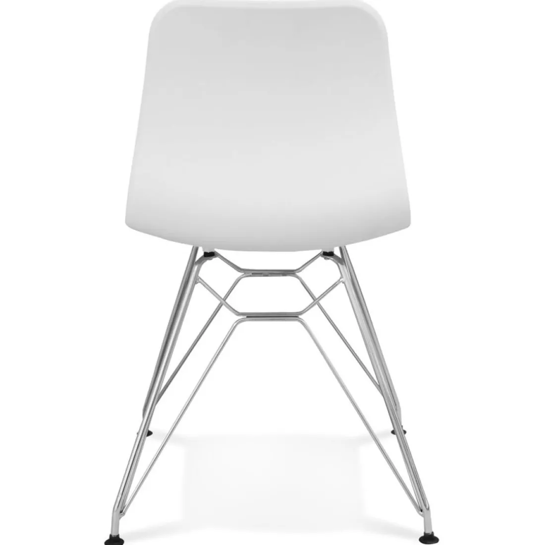 Chaise design 'GAUDY' blanche avec pied en métal chromé