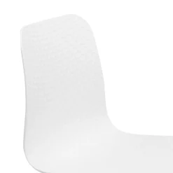 Chaise design 'GAUDY' blanche avec pied en métal chromé