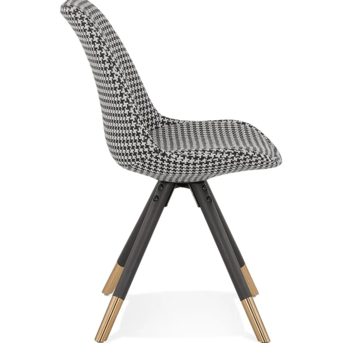 Chaise design 'HAMILTON' en tissu pied de poule et pieds en bois noir