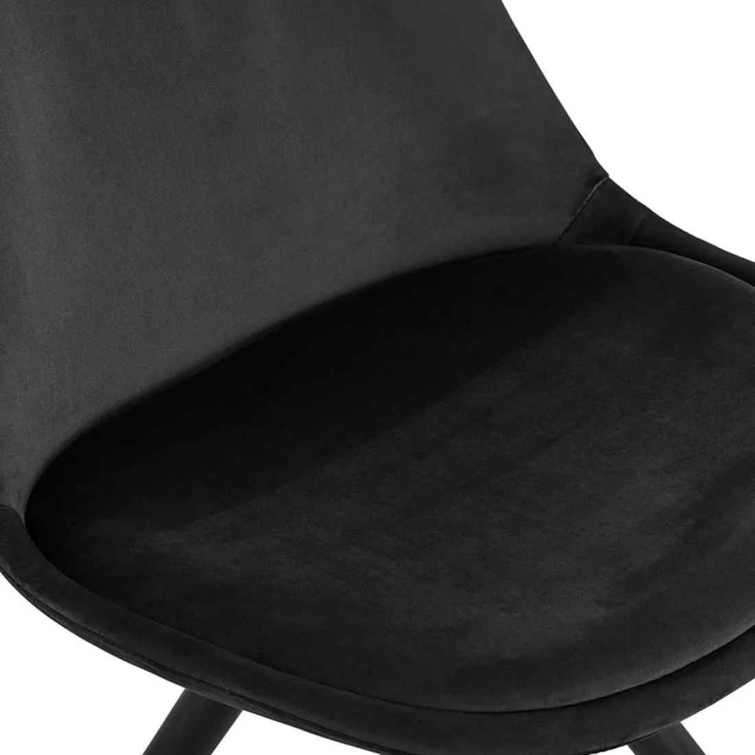 Chaise design 'HAMILTON' en velours noir et pieds en bois noir