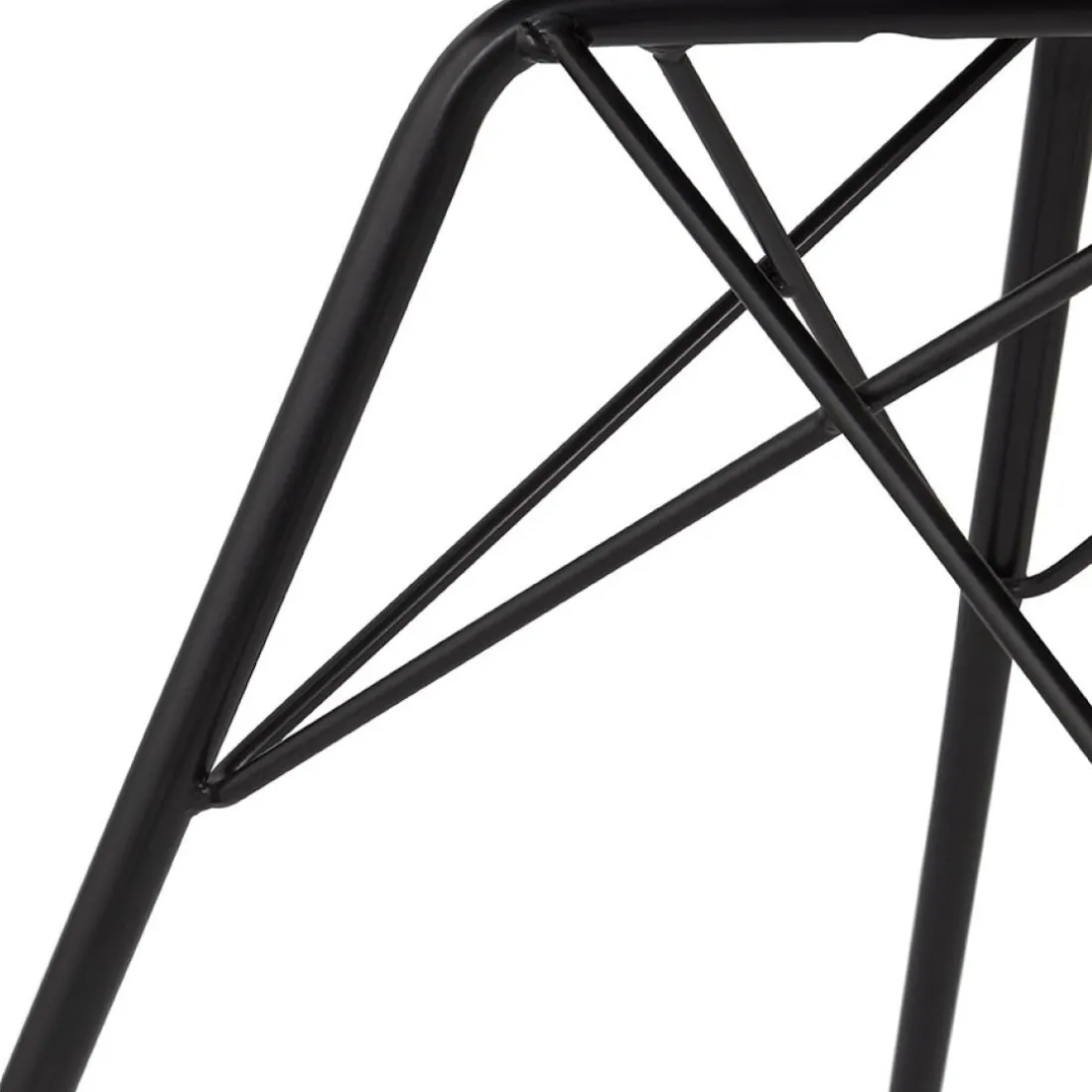 Chaise design 'INDIA' en tissu gris et pieds en métal noir