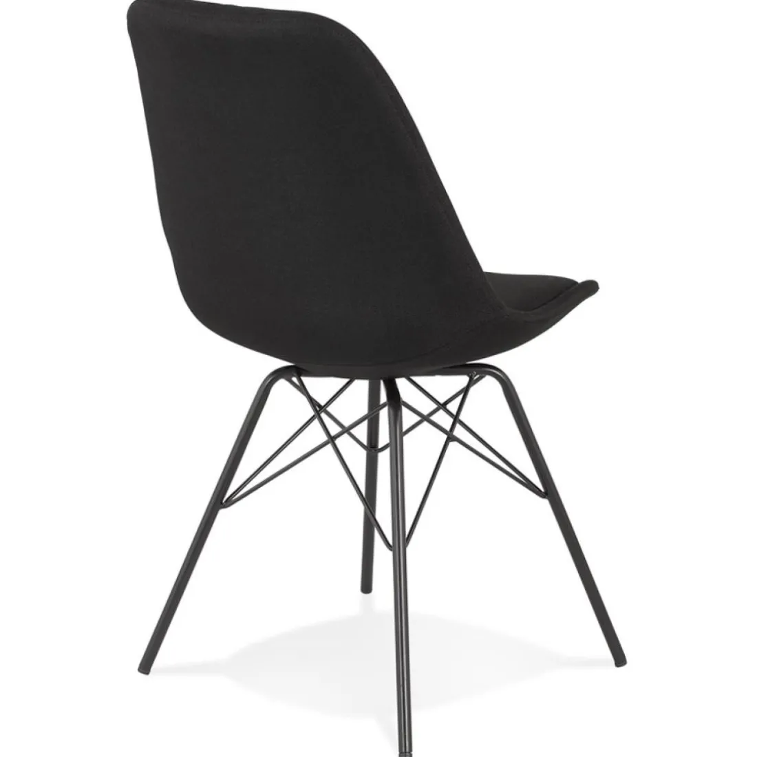 Chaise design 'INDIA' en tissu noir et pieds en métal noir