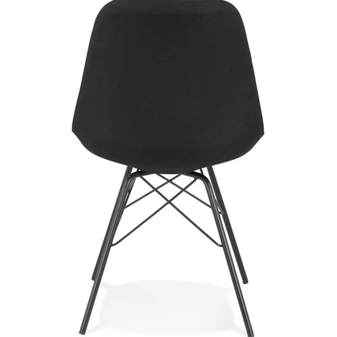 Chaise design 'INDIA' en tissu noir et pieds en métal noir