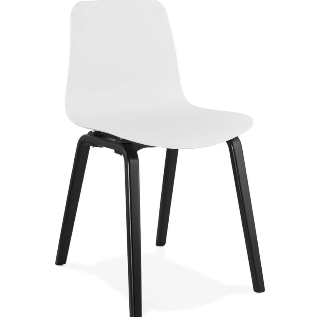 Chaise design 'PACIFIK' blanche avec pieds en bois noir