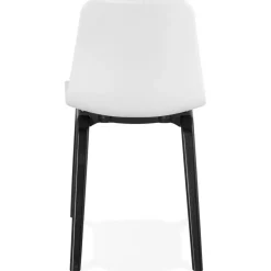 Chaise design 'PACIFIK' blanche avec pieds en bois noir