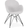 Chaise design 'PLANET' en tissu gris clair avec pieds en métal noir