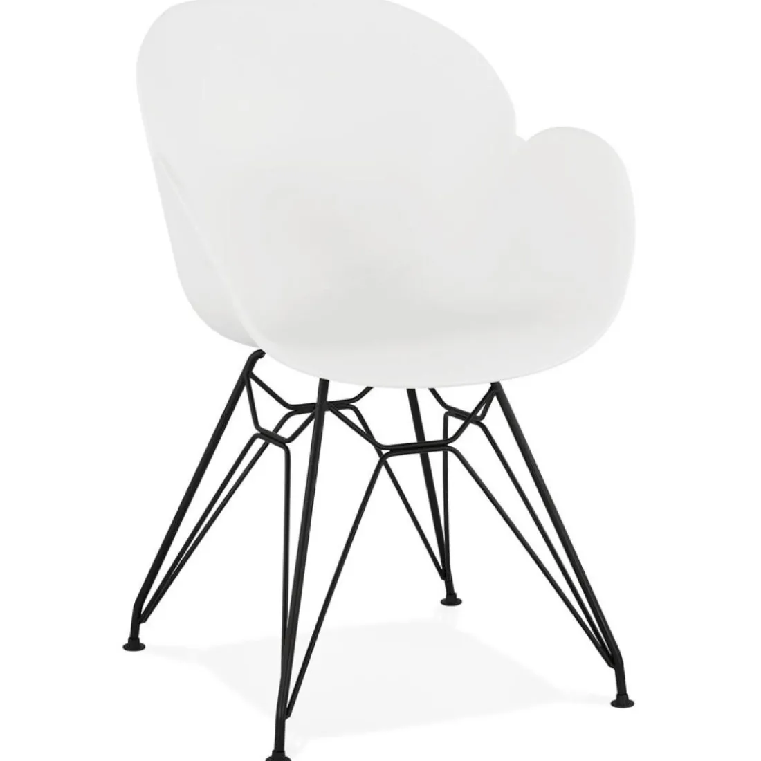 Chaise design 'SATELIT' blanche style industriel avec pieds en métal noir