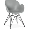 Chaise design 'SATELIT' grise style industriel avec pieds en métal noir