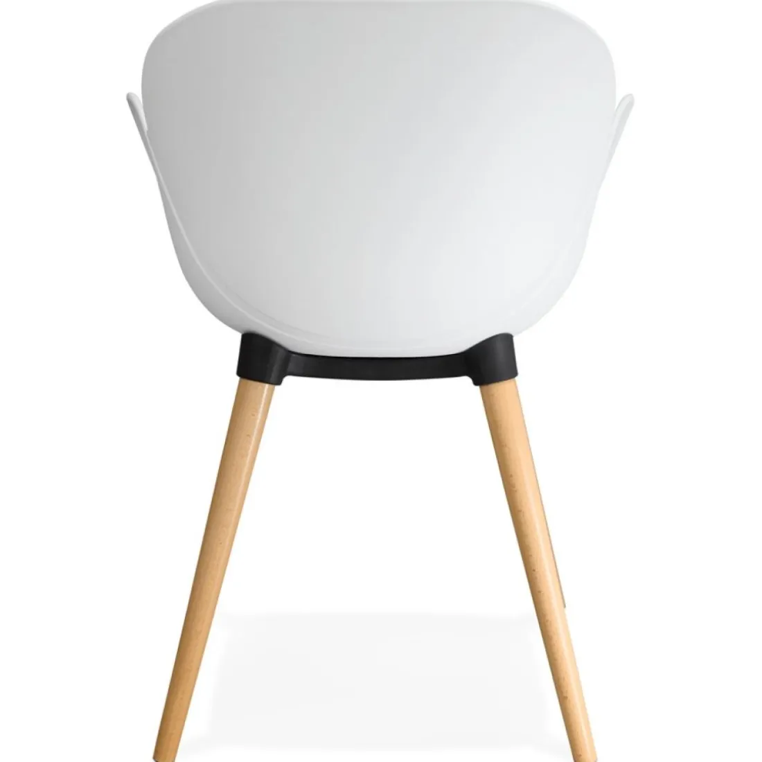 Chaise design scandinave 'PICATA' blanche avec pieds en bois
