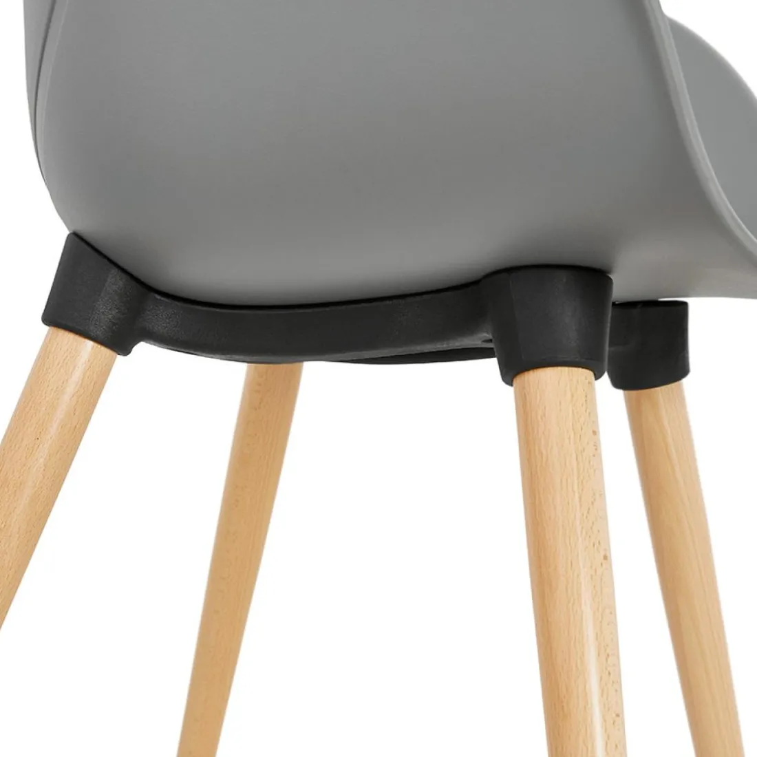 Chaise design scandinave 'PICATA' grise avec pieds en bois