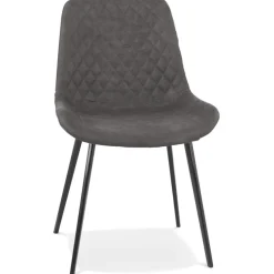 Chaise design 'TAICHI' en microfibre gris foncé et pieds en métal noir