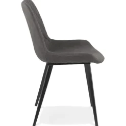 Chaise design 'TAICHI' en microfibre gris foncé et pieds en métal noir