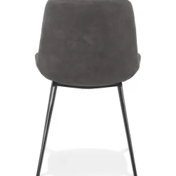 Chaise design 'TAICHI' en microfibre gris foncé et pieds en métal noir
