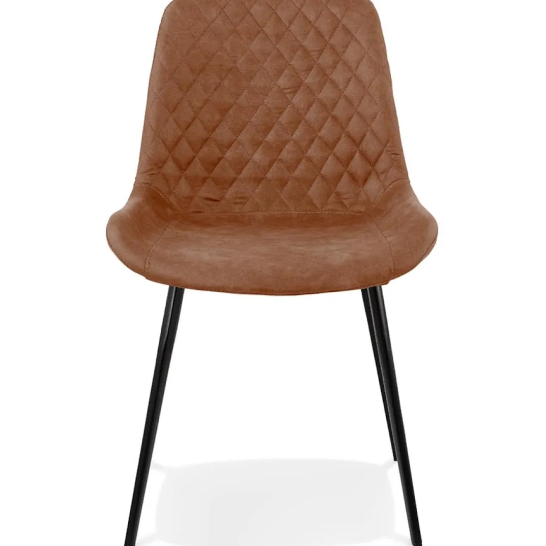 Chaise design 'TAICHI' en microfibre brune et pieds en métal noir