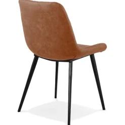 Chaise design 'TAICHI' en microfibre brune et pieds en métal noir