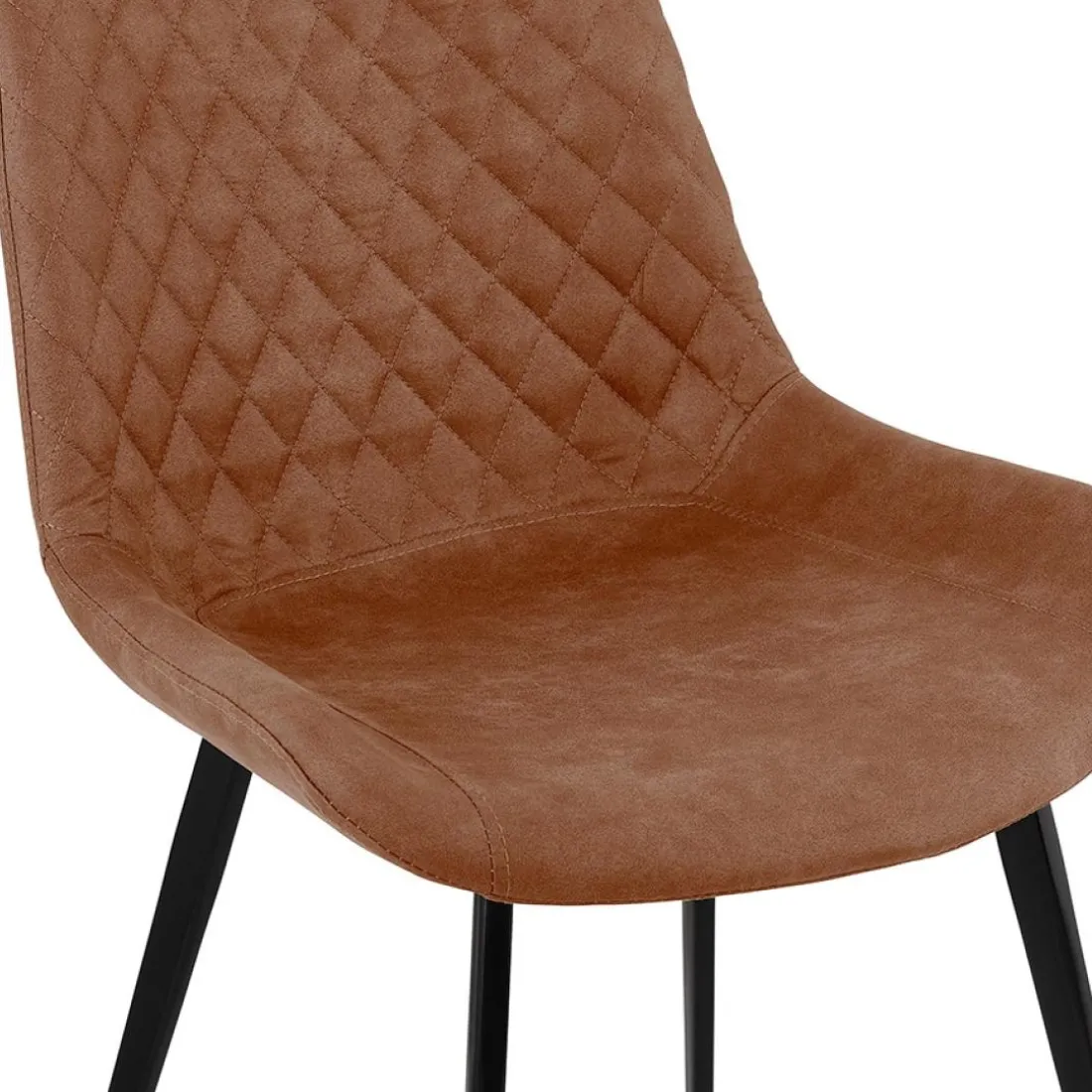 Chaise design 'TAICHI' en microfibre brune et pieds en métal noir