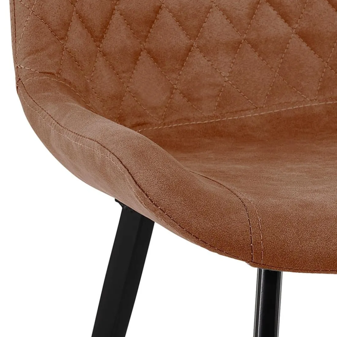 Chaise design 'TAICHI' en microfibre brune et pieds en métal noir