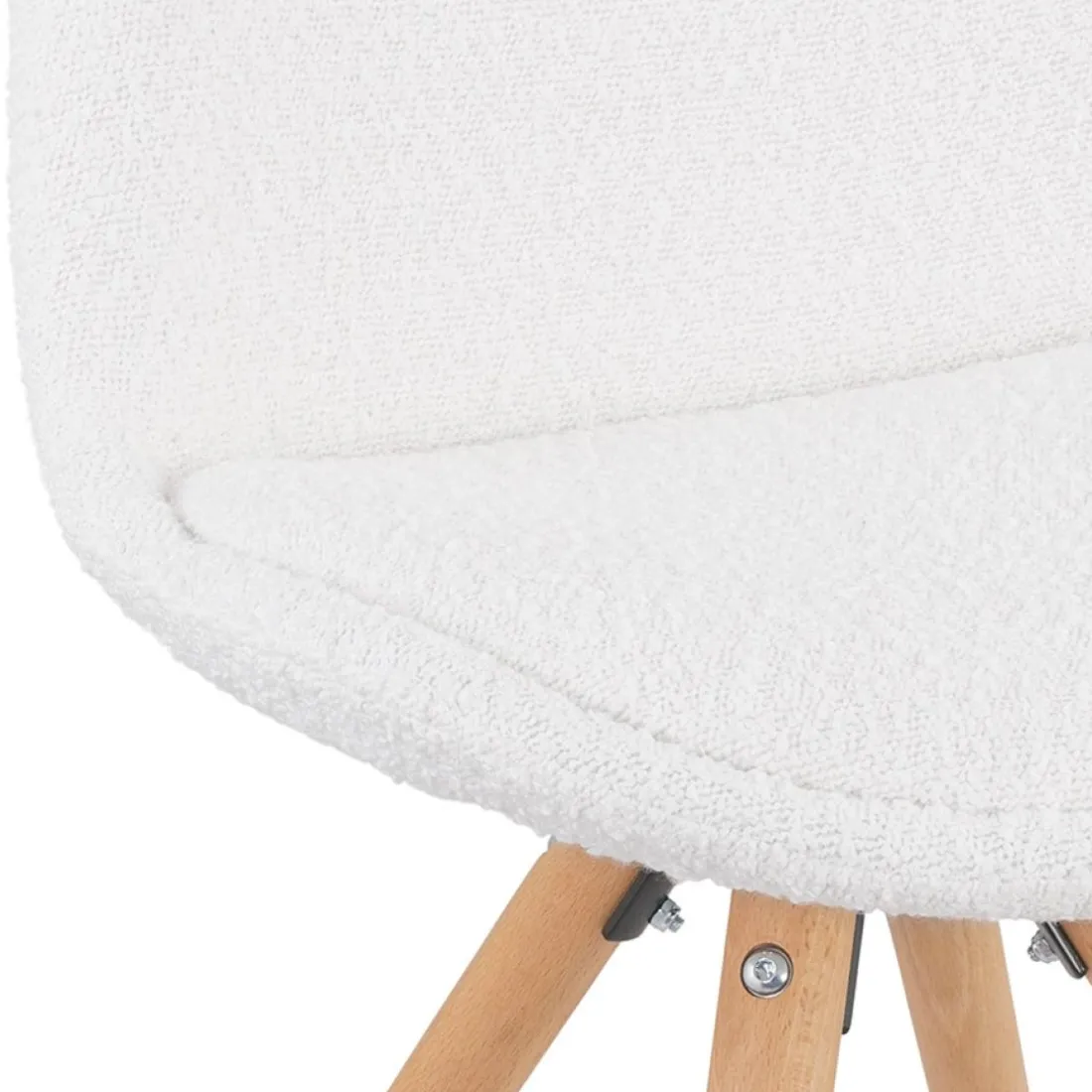 Chaise design 'VALENTINE' en tissu bouloché blanc style scandinave
