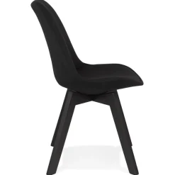 Chaise design 'WILLY' en tissu et bois noir
