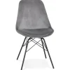 Chaise design 'ZAZY' en velours gris et pieds en métal noir