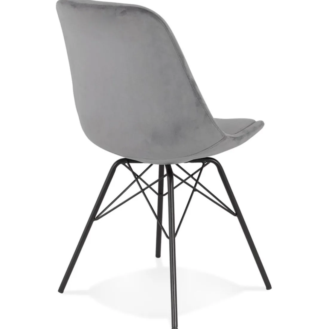 Chaise design 'ZAZY' en velours gris et pieds en métal noir