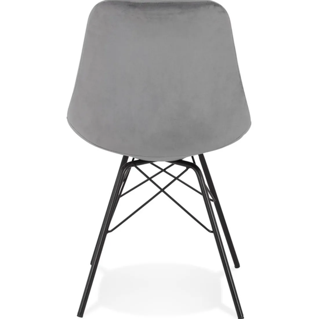 Chaise design 'ZAZY' en velours gris et pieds en métal noir