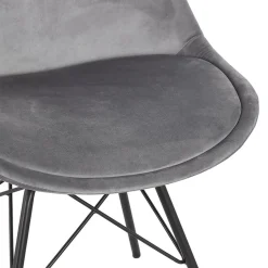 Chaise design 'ZAZY' en velours gris et pieds en métal noir