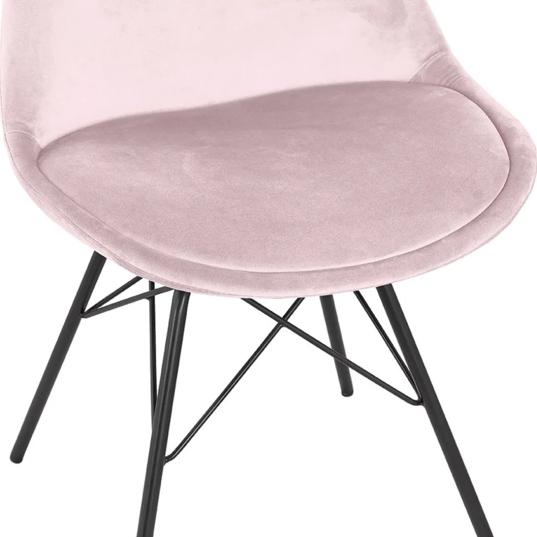 Chaise design 'ZAZY' en velours rose et pieds en métal noir