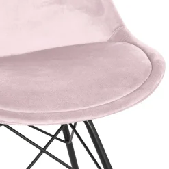 Chaise design 'ZAZY' en velours rose et pieds en métal noir