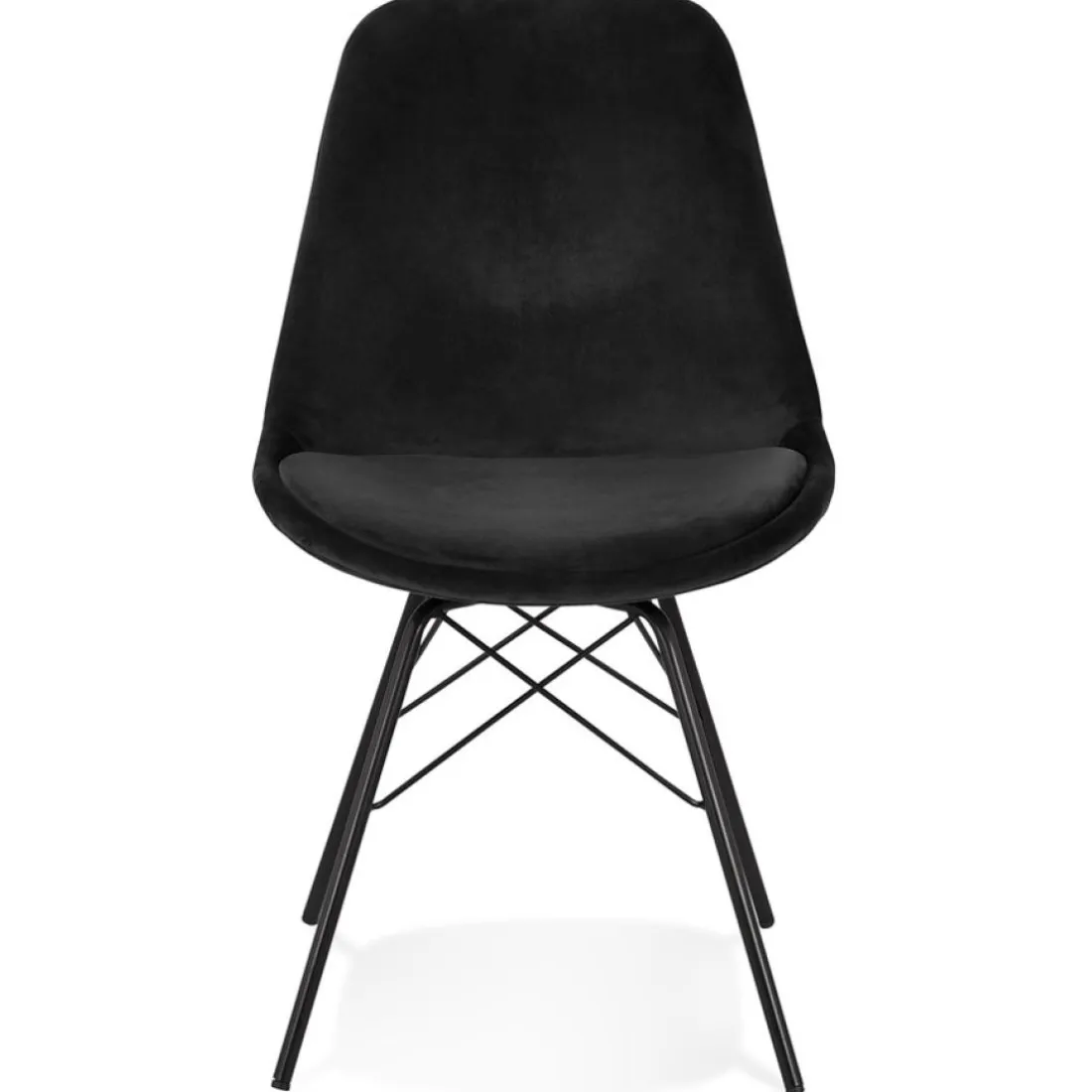 Chaise design 'ZAZY' en velours noir et pieds en métal noir