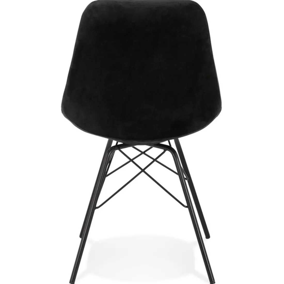 Chaise design 'ZAZY' en velours noir et pieds en métal noir