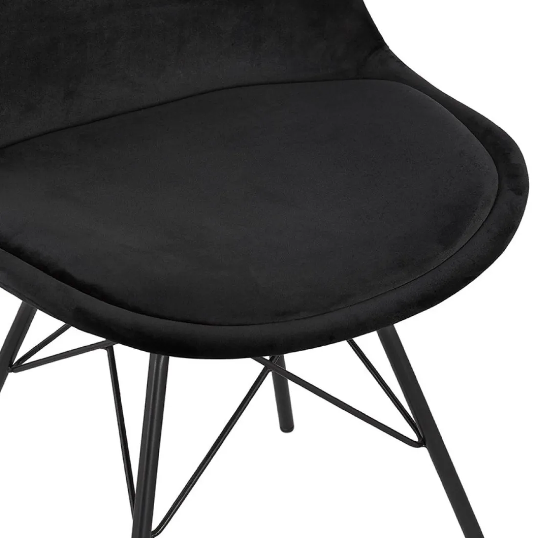 Chaise design 'ZAZY' en velours noir et pieds en métal noir