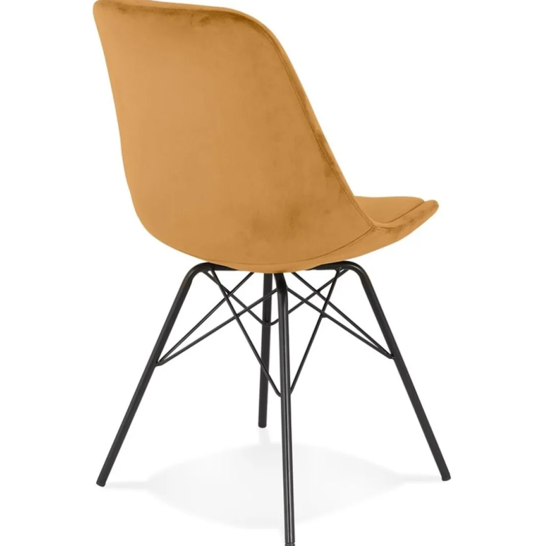 Chaise design 'ZAZY' en velours moutarde et pieds en métal noir