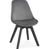 Chaise en velours gris 'JOE' avec structure en bois noir