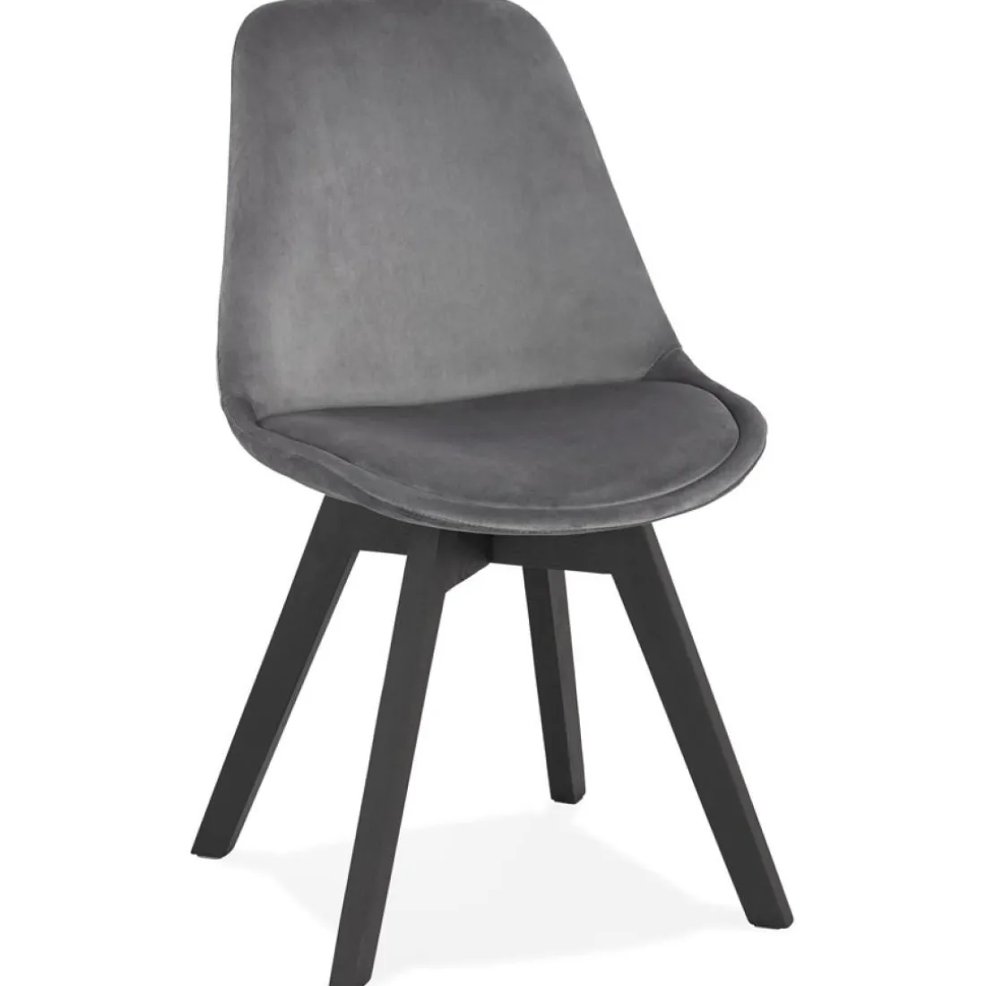 Chaise en velours gris 'JOE' avec structure en bois noir
