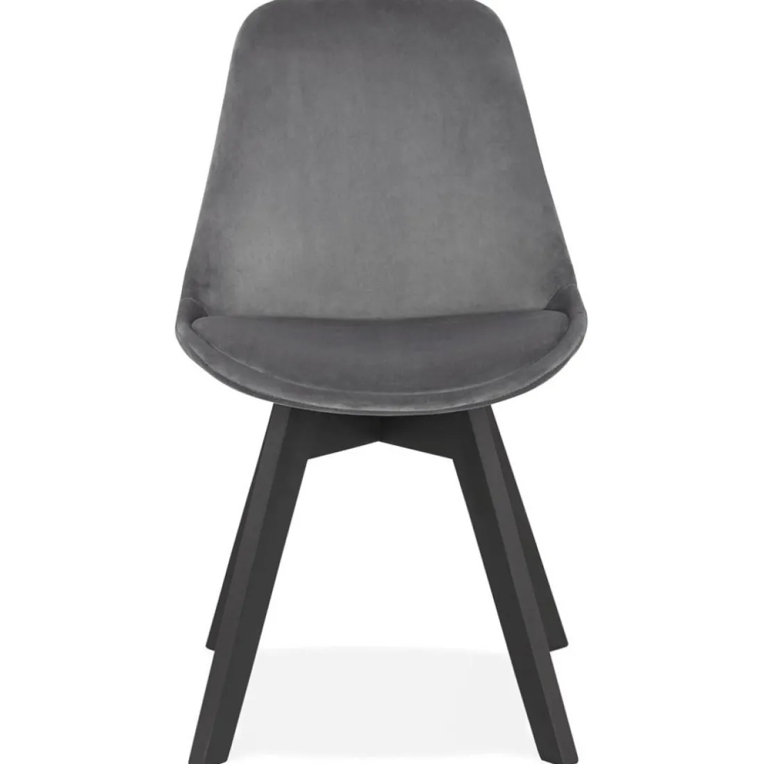Chaise en velours gris 'JOE' avec structure en bois noir